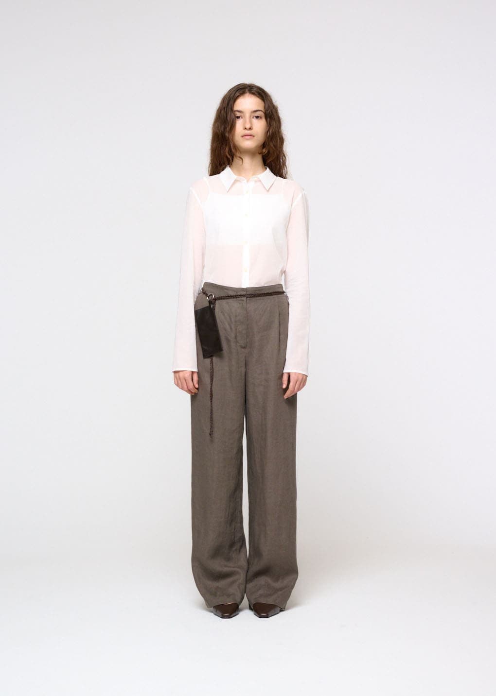 Linen Tuck Pants, Khaki — vue 1