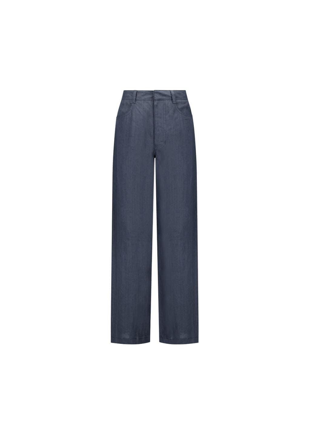 Linen Straight Pants, Blue