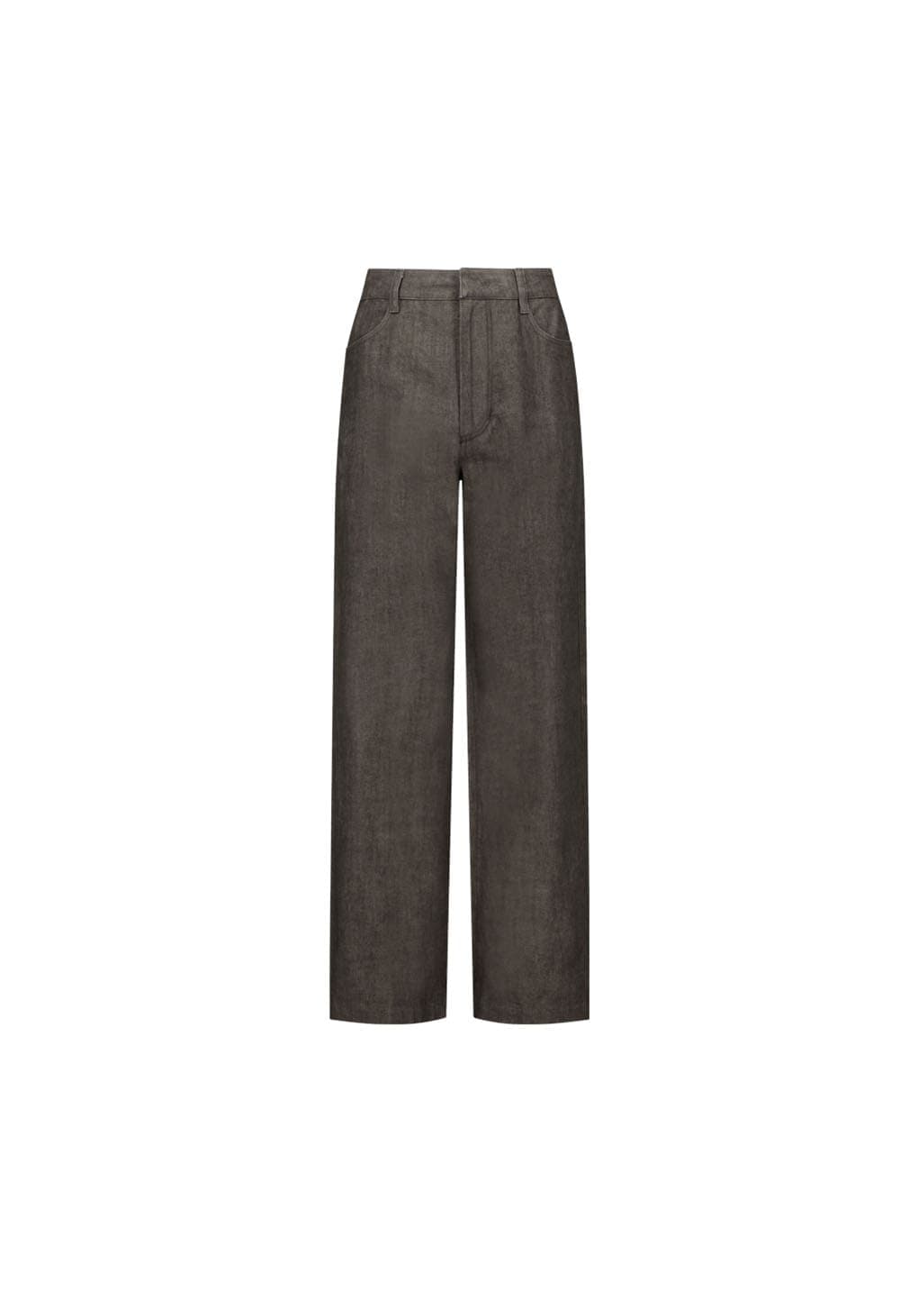 Linen Straight Pants, Brown — vue 2