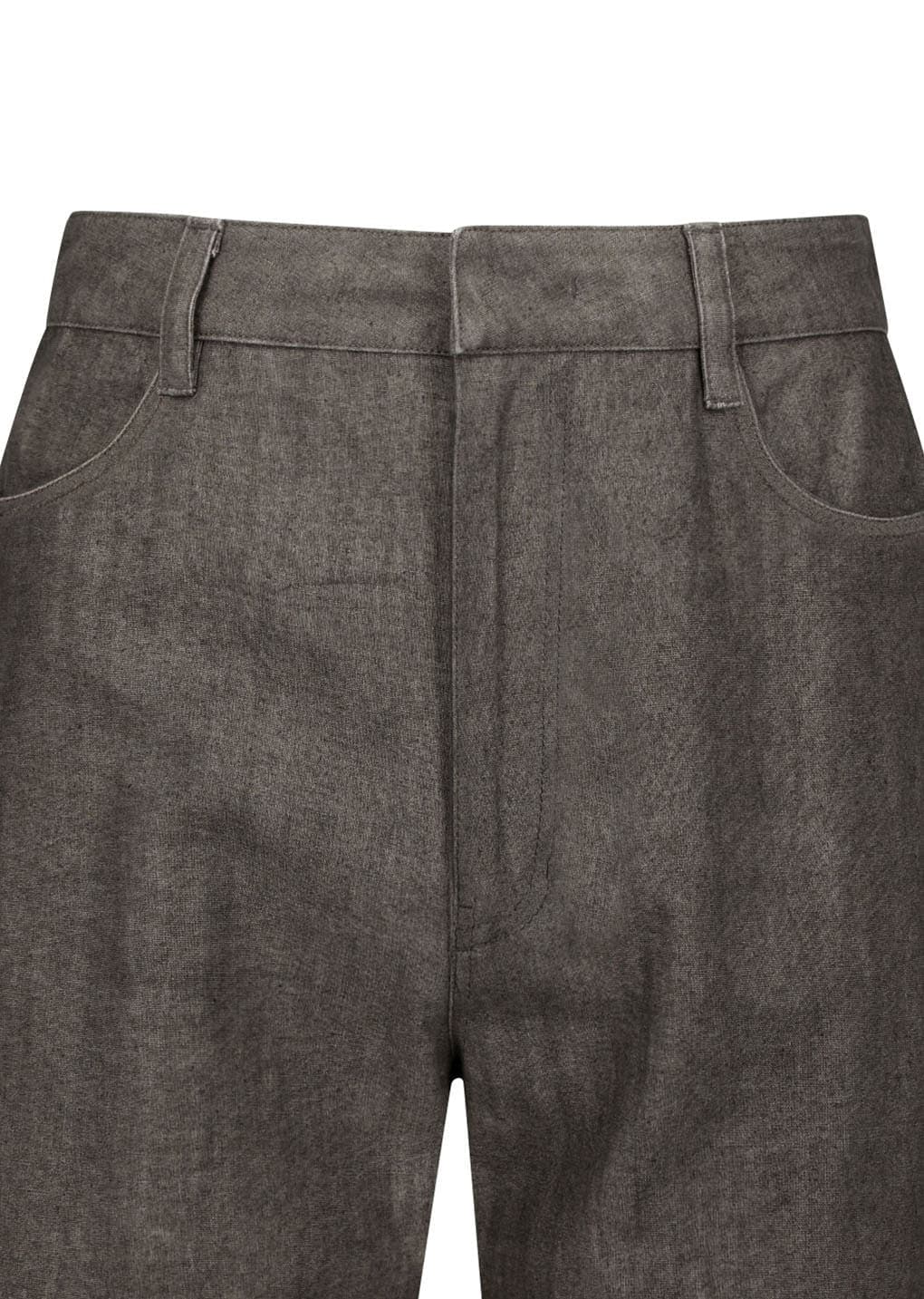 Linen Straight Pants, Brown — vue 5