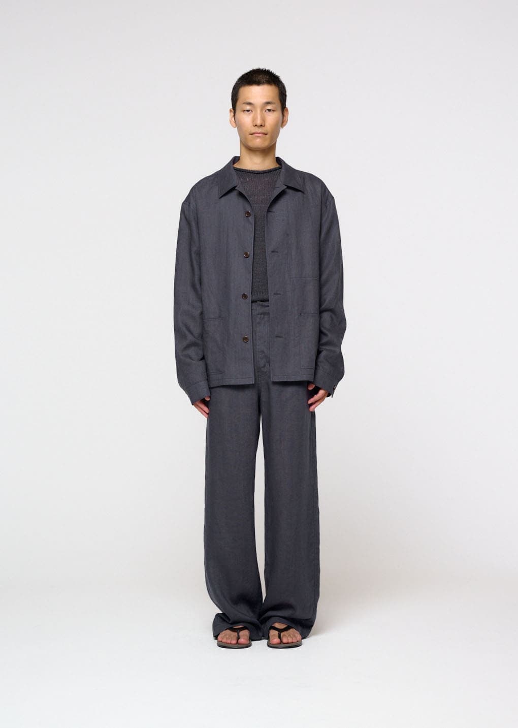 Linen Pocket Jacket, Blue — vue 1