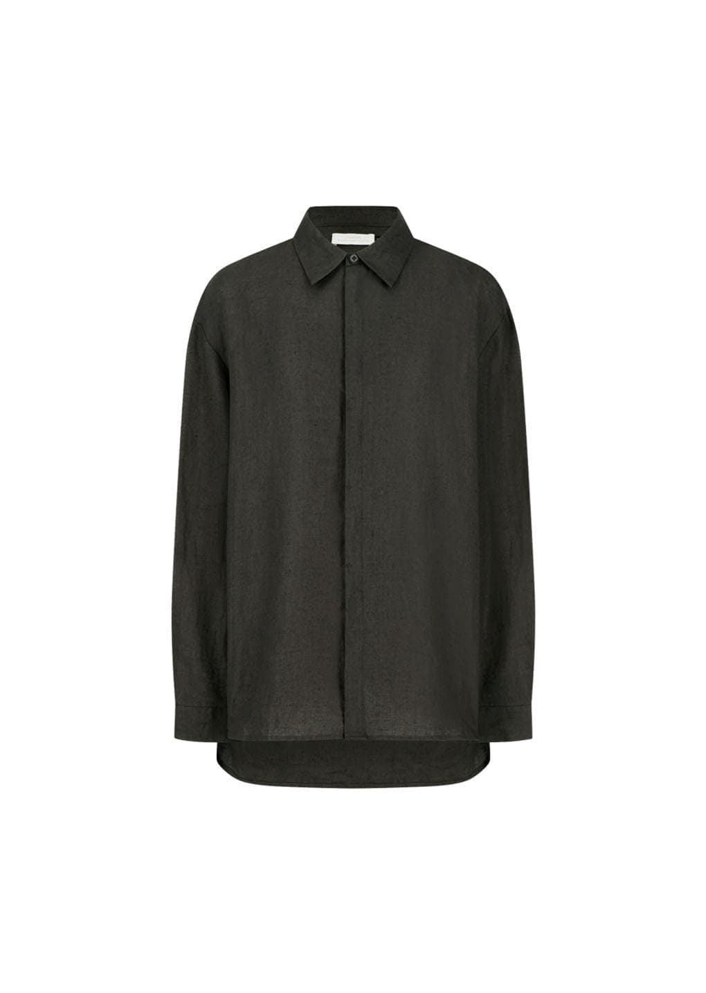 Linen Oversized Shirt, Khaki Grey — vue 8