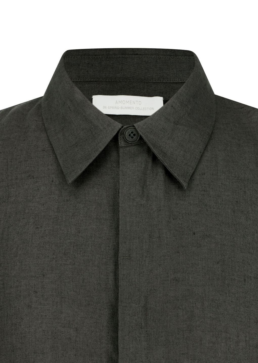 Linen Oversized Shirt, Khaki Grey — vue 10