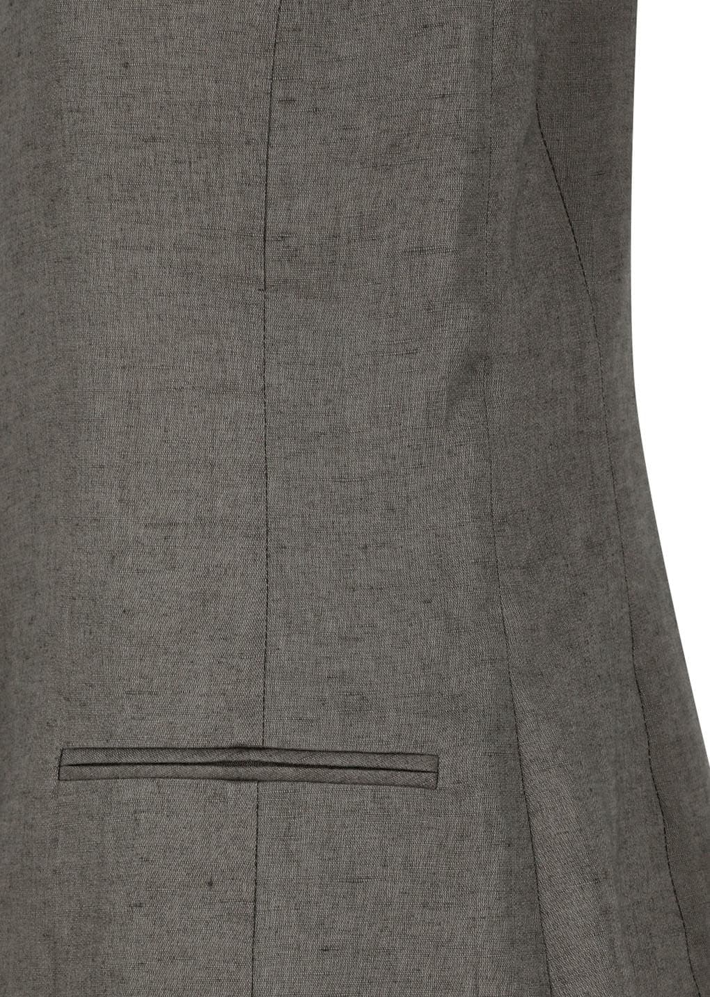 Linen Curved Vest, Khaki — vue 9