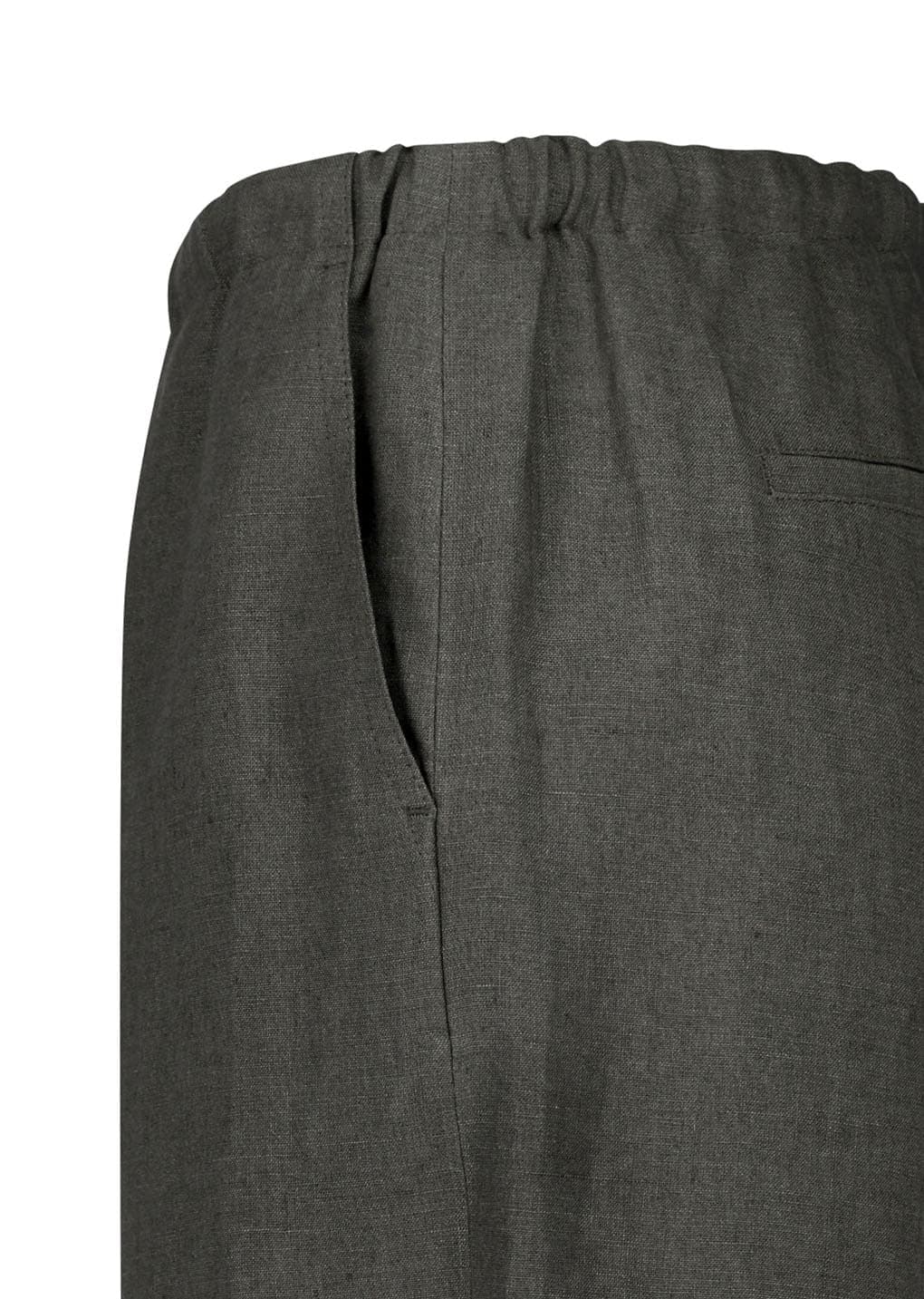 Linen Banding Pants, Khaki Grey — vue 8
