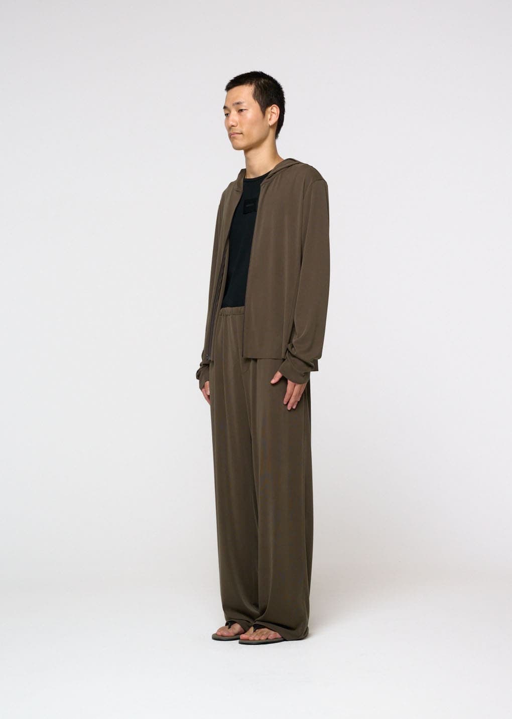 Jersey Hooded Jumper, Brown — vue 3