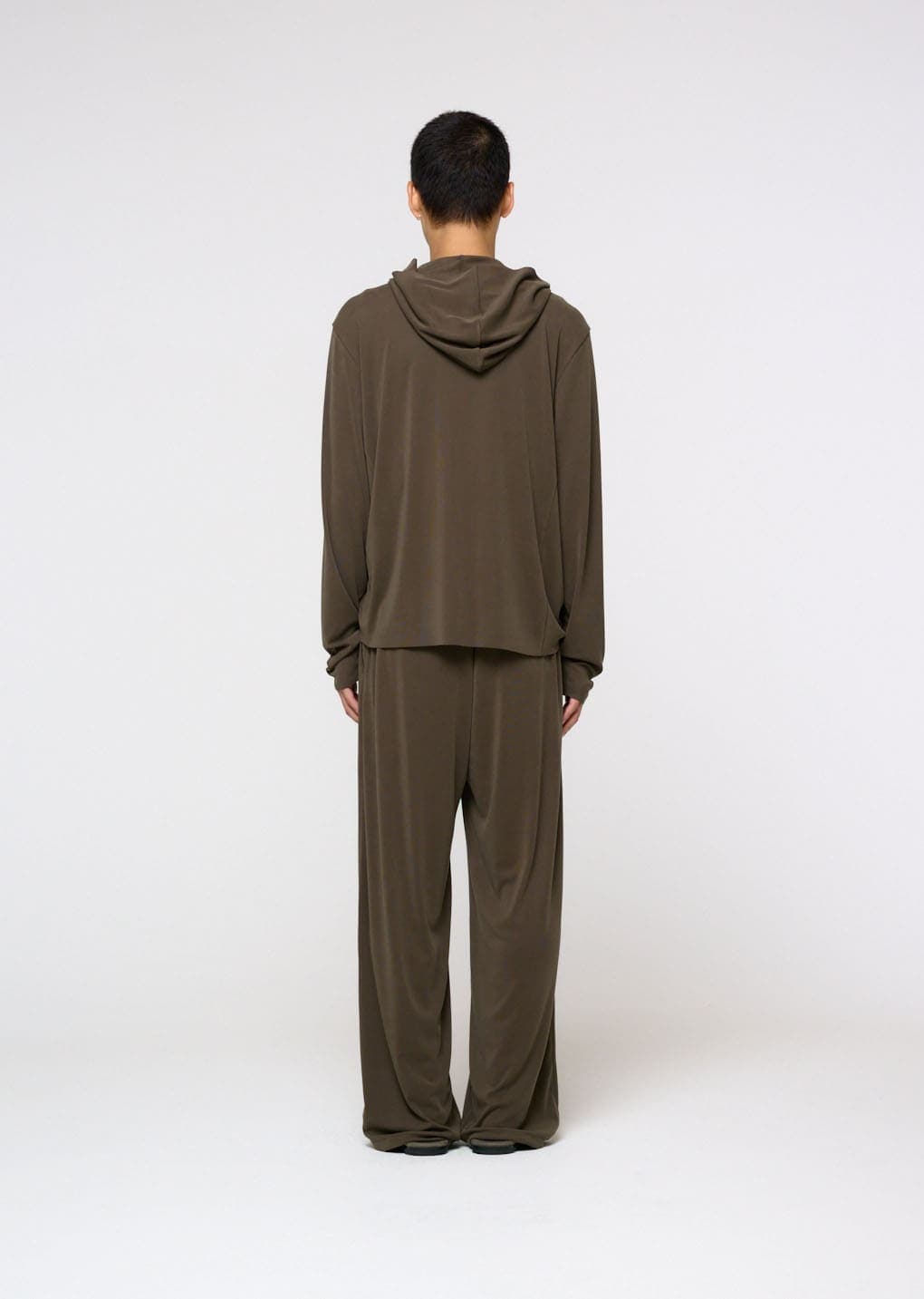 Jersey Hooded Jumper, Brown — vue 4