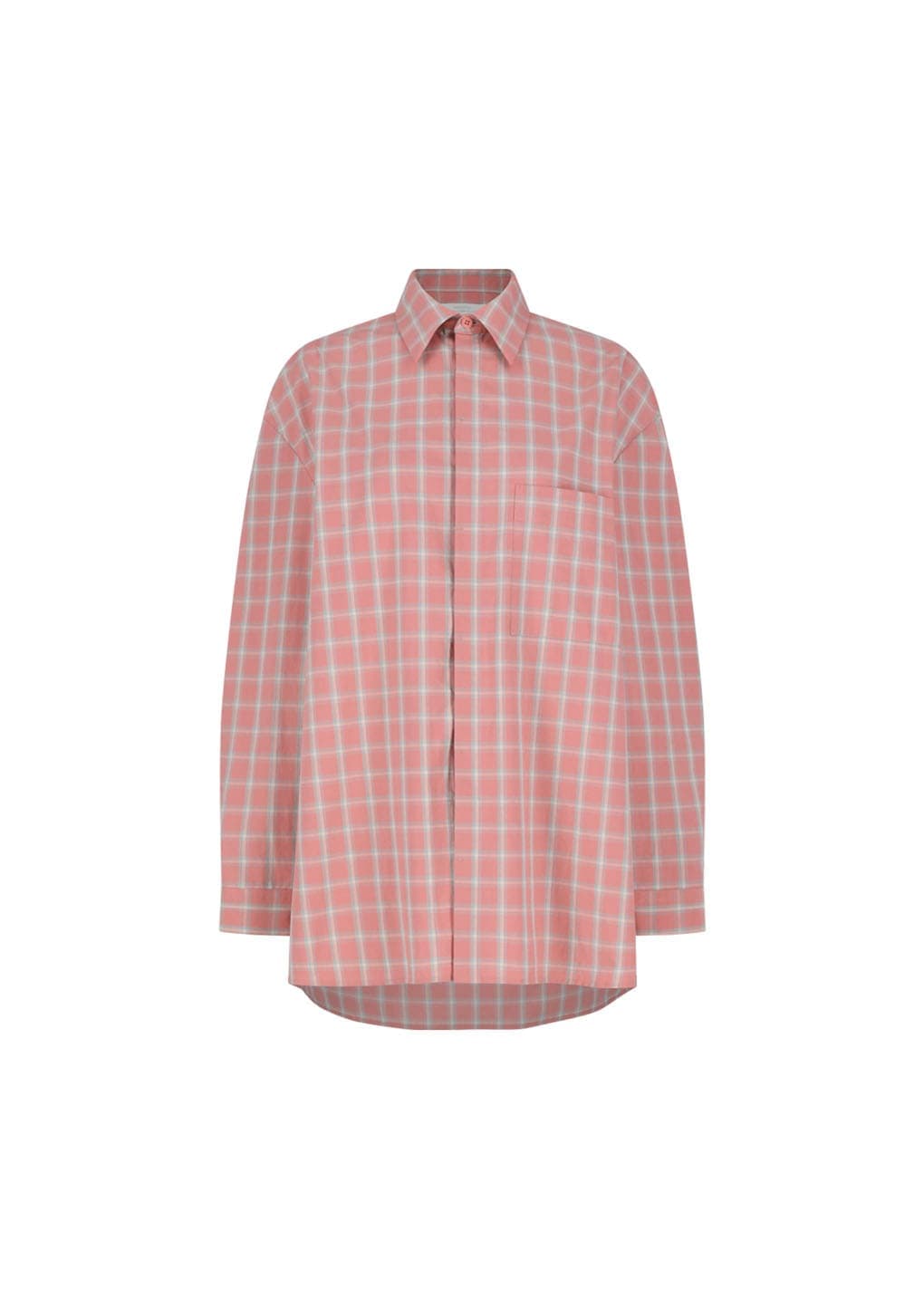 [Online Exclusive] Oversized Pocket Check Shirt, Pink