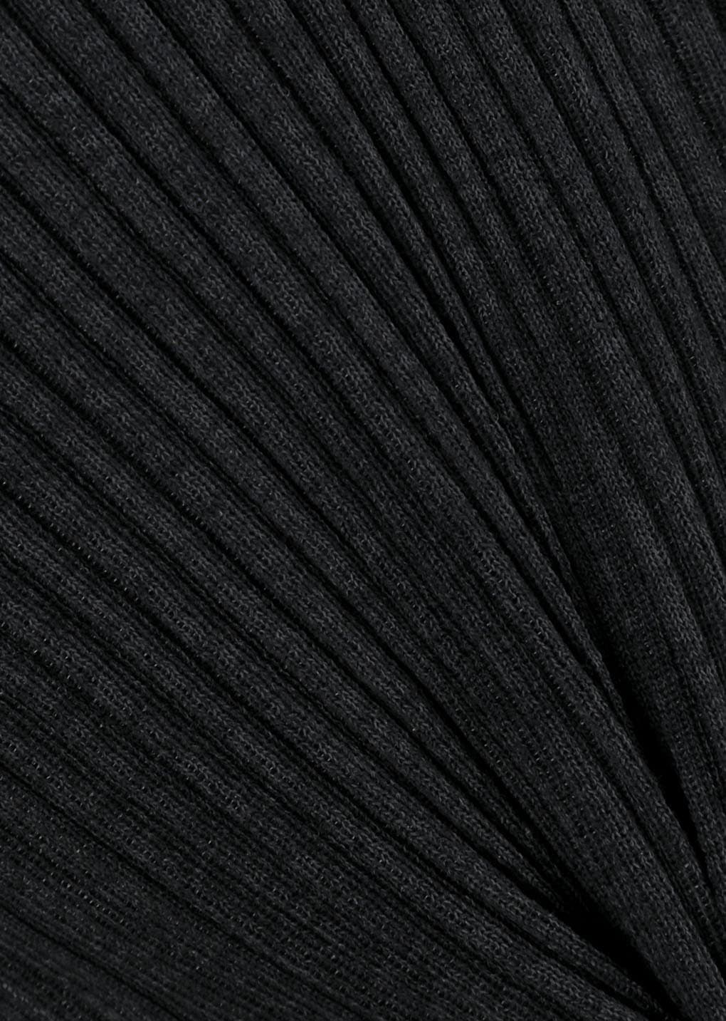 Pleats V-neck Knit Blouse, Black — vue 8