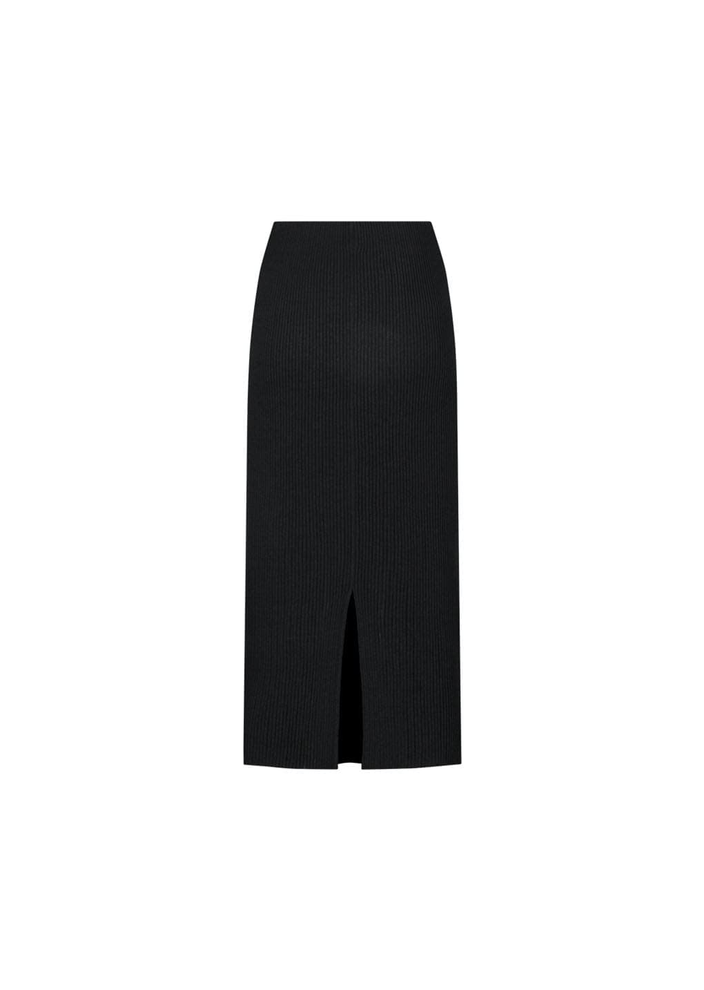 Pleats Knit Maxi Skirt, Black — vue 1