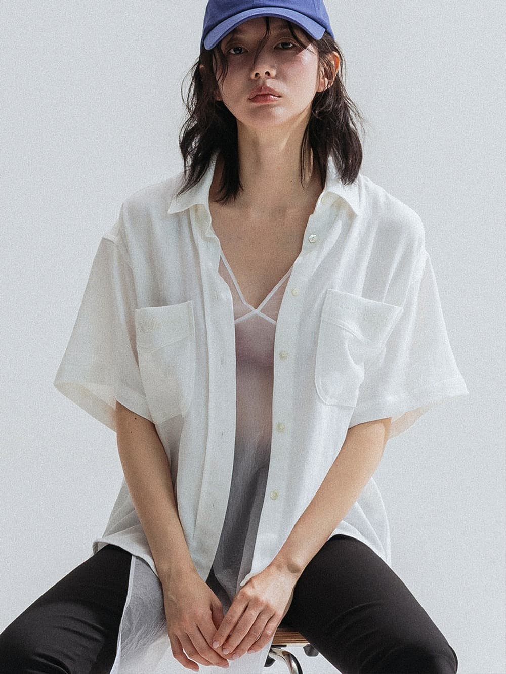 Soft Embroidery Cotton Shirt (Ivory) — vue 1