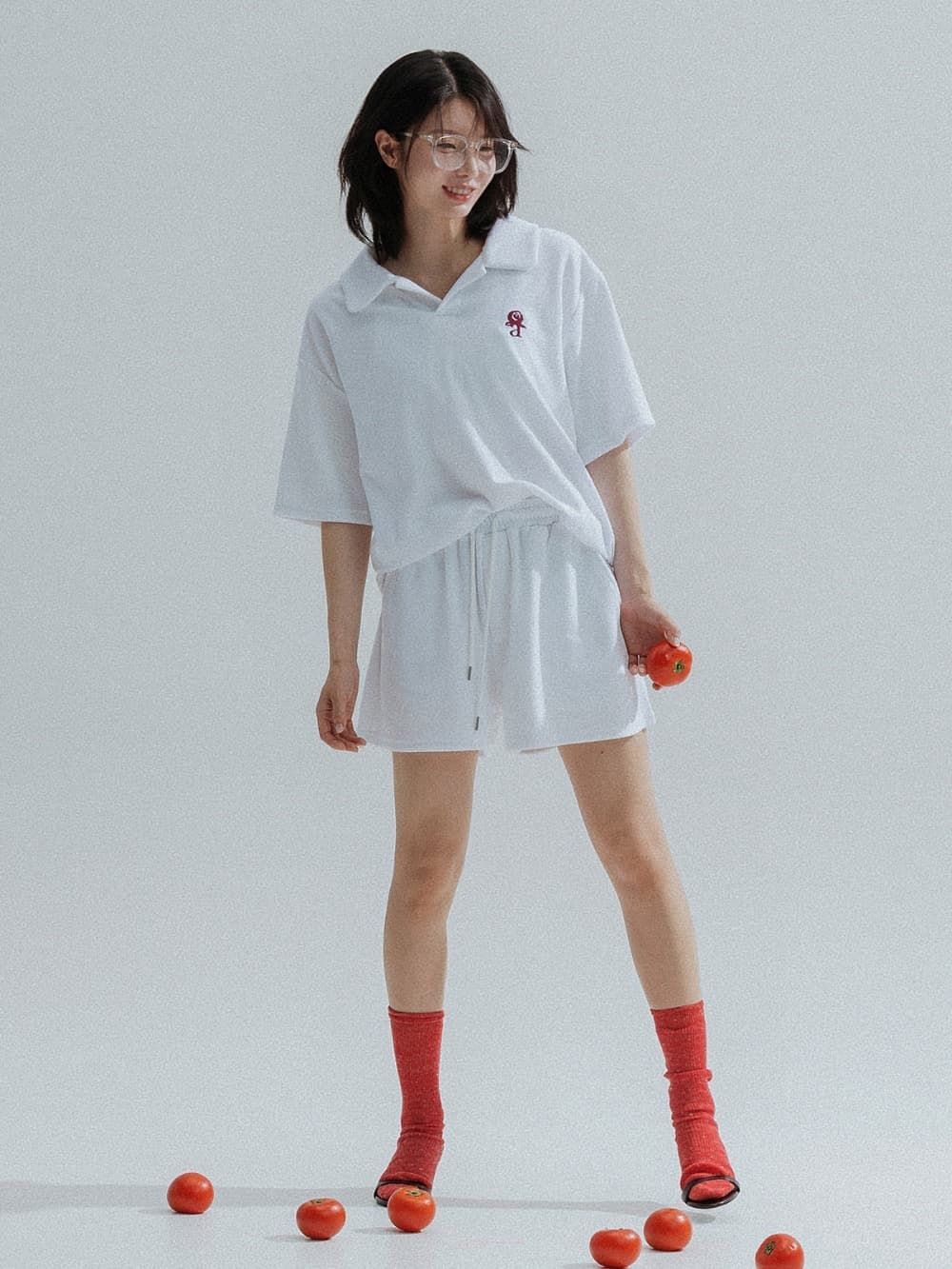 Relaxed Terry Shorts (White)