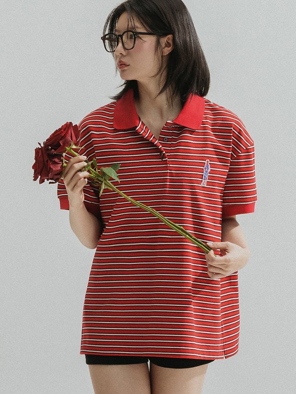 Stripe Collar Tee (Red)