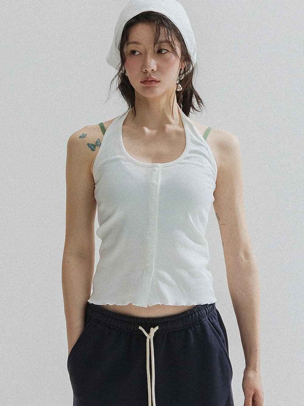 Button Point Cami Top (Ivory)