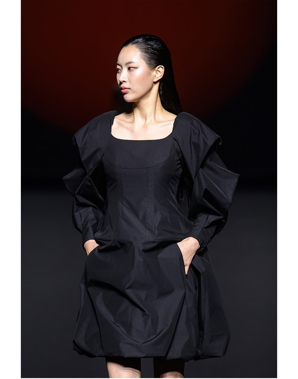 Cotton Black Mini Dress — vue 3