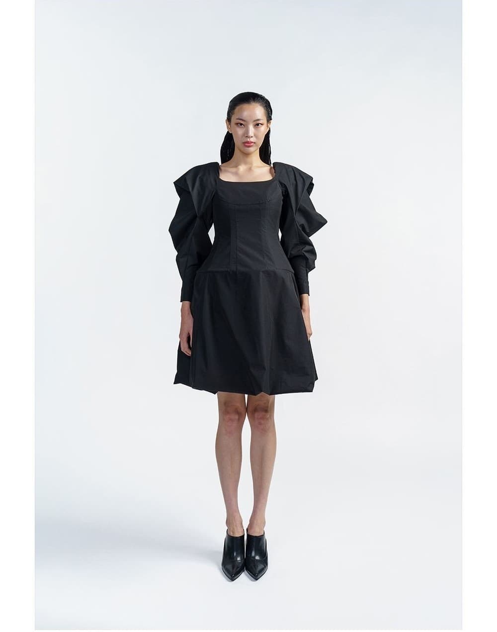 Cotton Black Mini Dress — vue 4