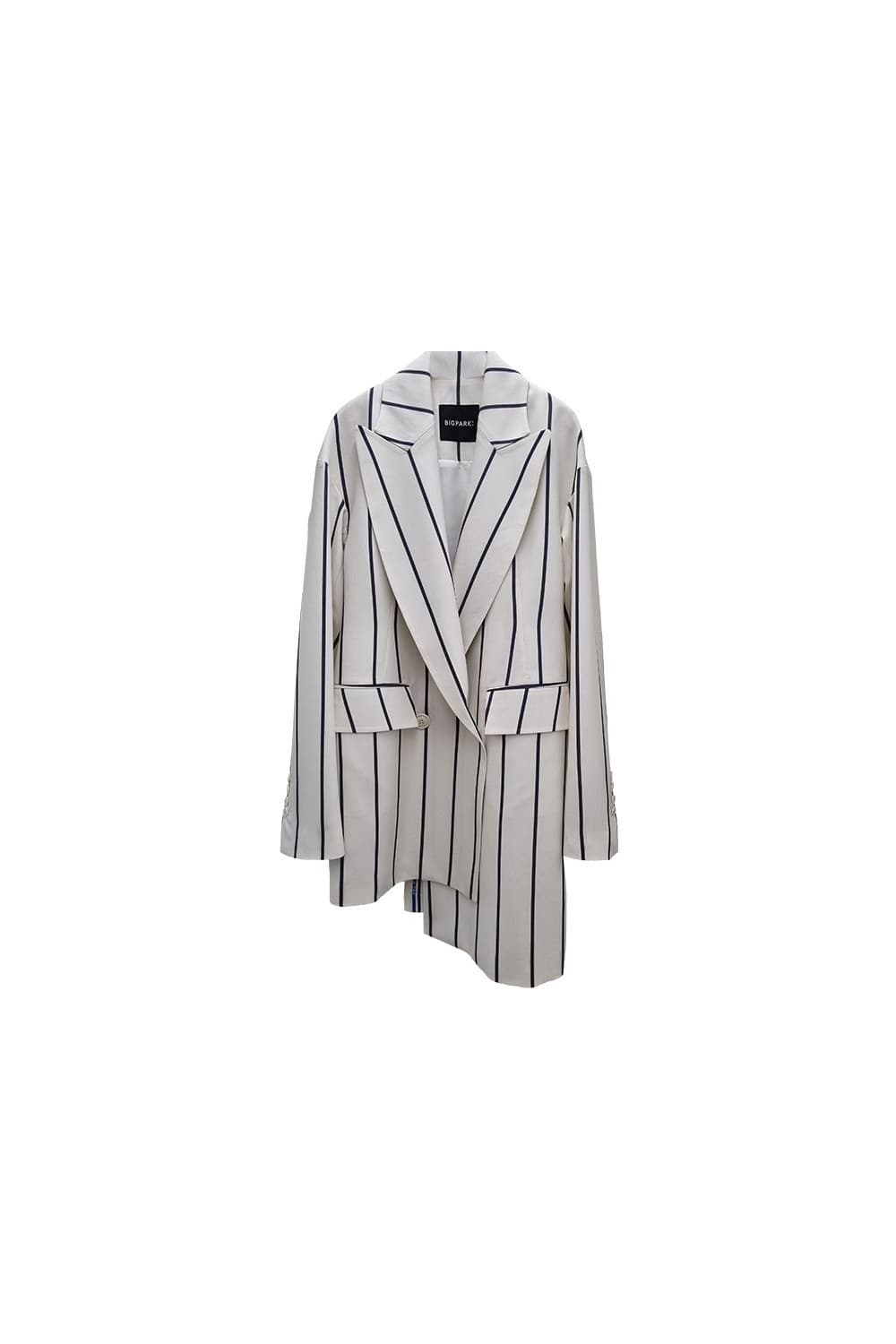 Cream Stripe Unbalanced Jacket — vue 7