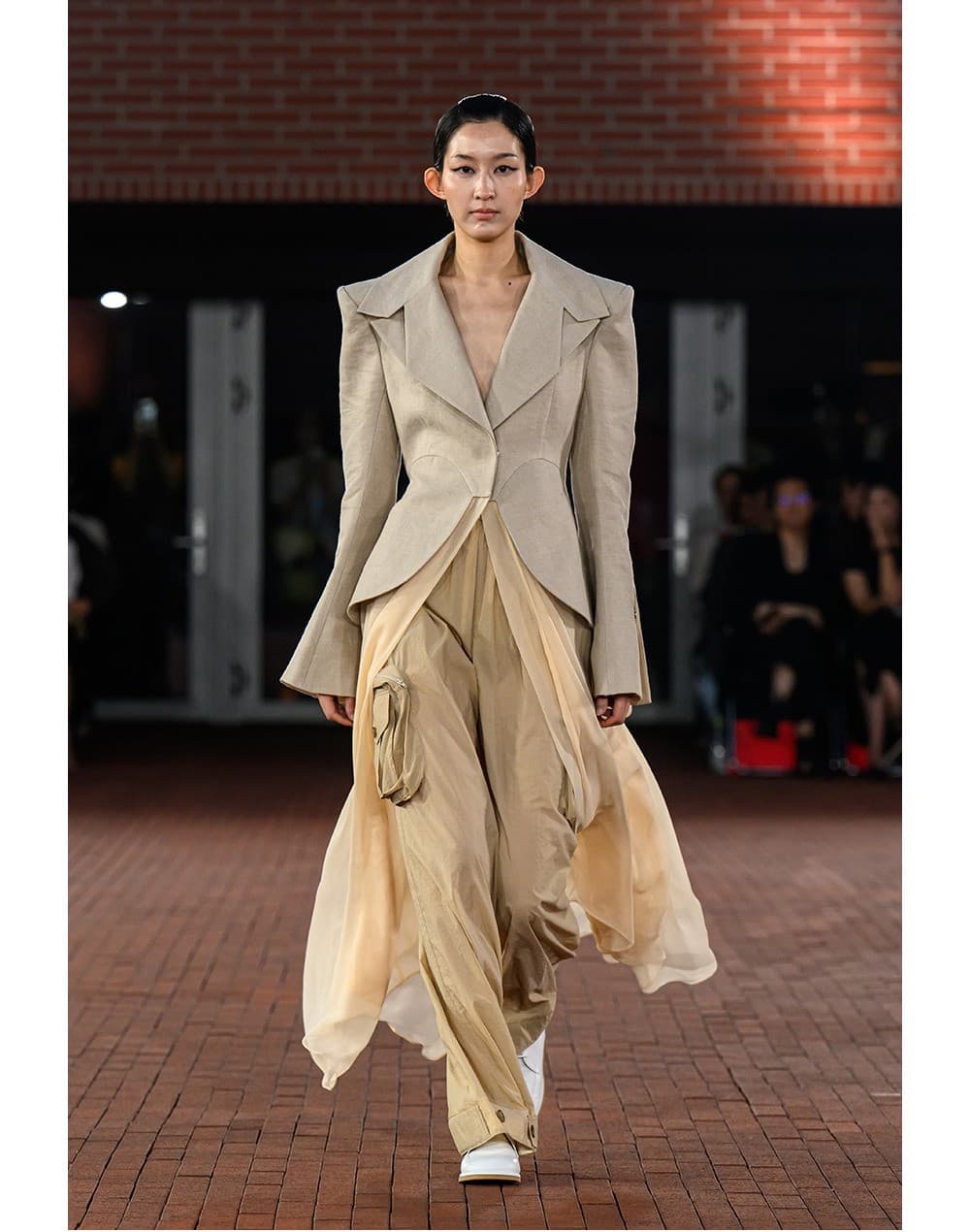 Linen Jacket & Silk Skirt One-piece Coat — vue 2