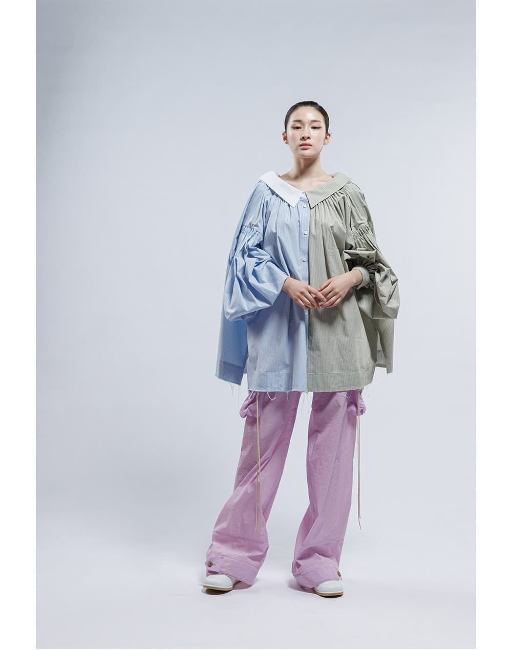 Smocking Detail Asymmetrical Cotton Shirt — vue 4