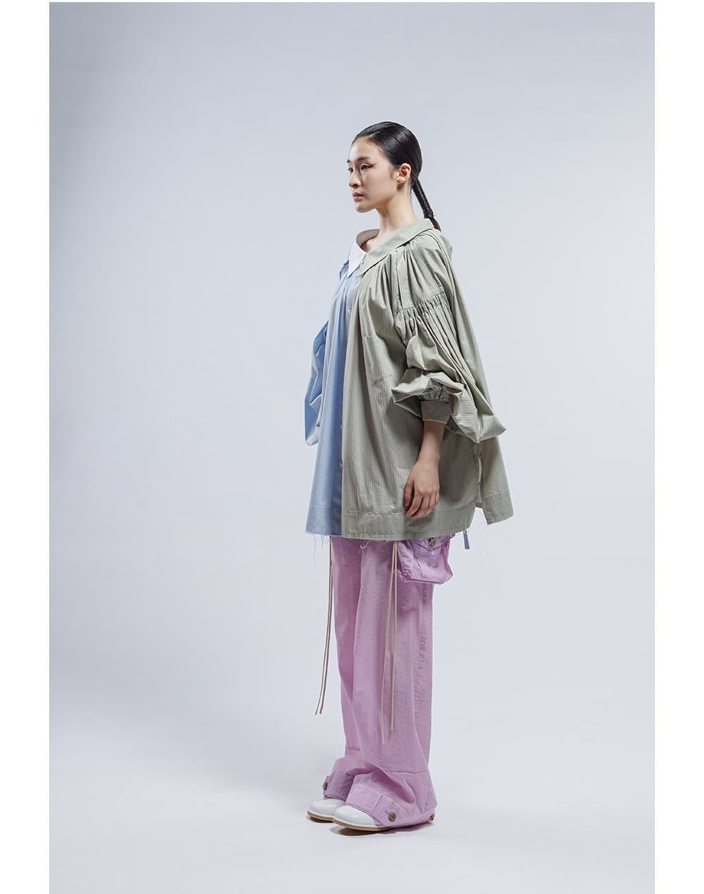 Smocking Detail Asymmetrical Cotton Shirt — vue 5