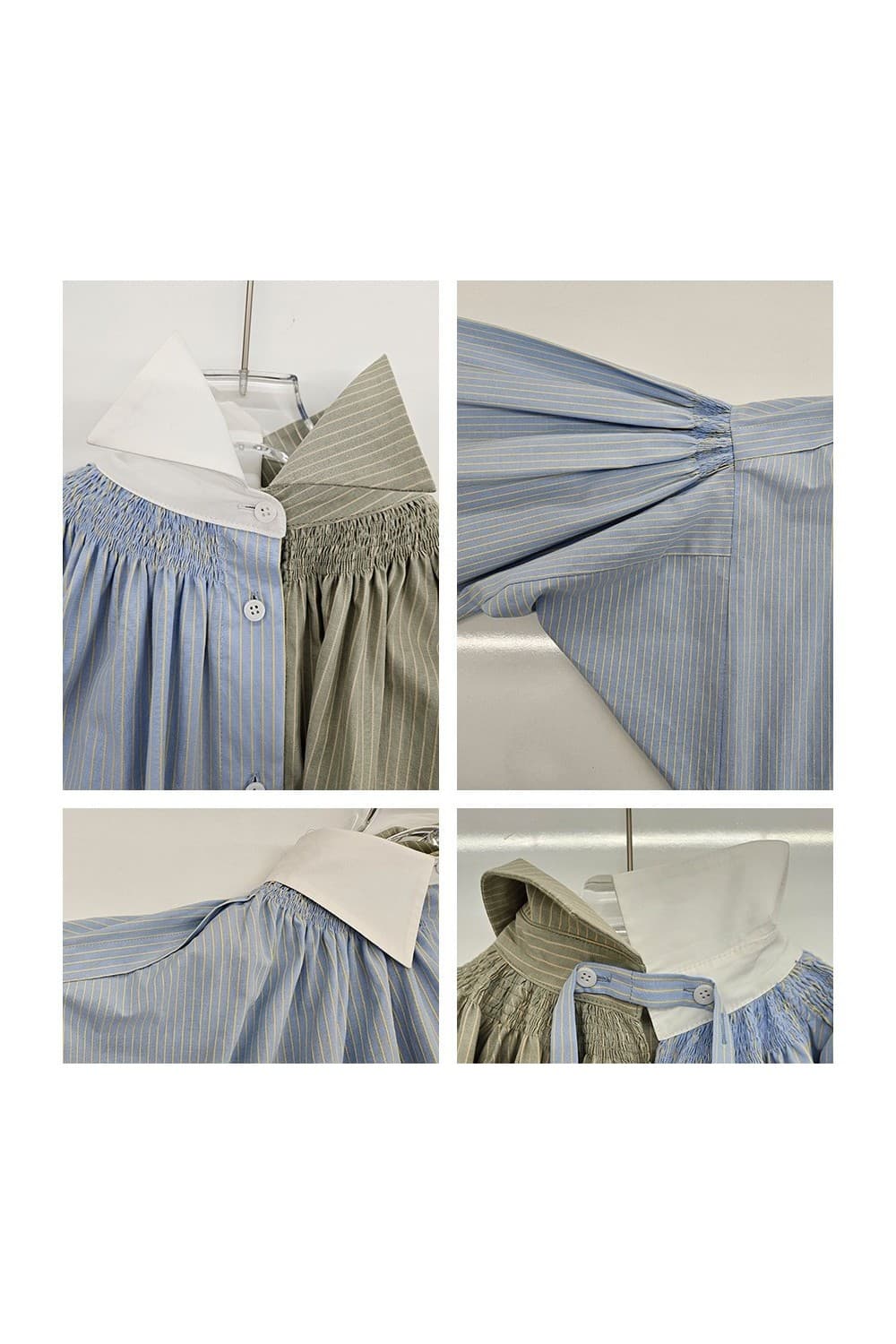 Smocking Detail Asymmetrical Cotton Shirt — vue 8