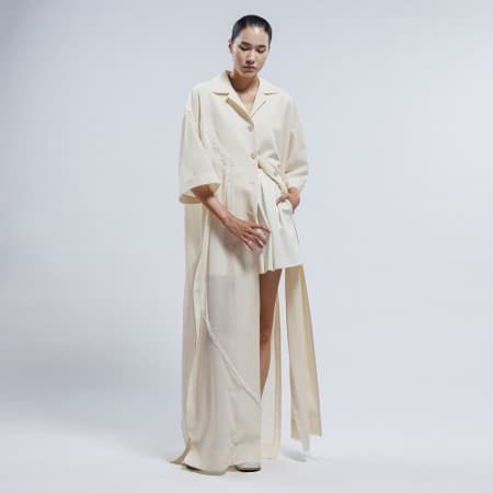 Hand Embroidered Detail Long Shirt Coat