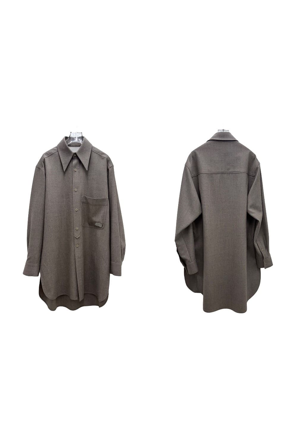 Beigemelange Wool Overfit Shirts — vue 6