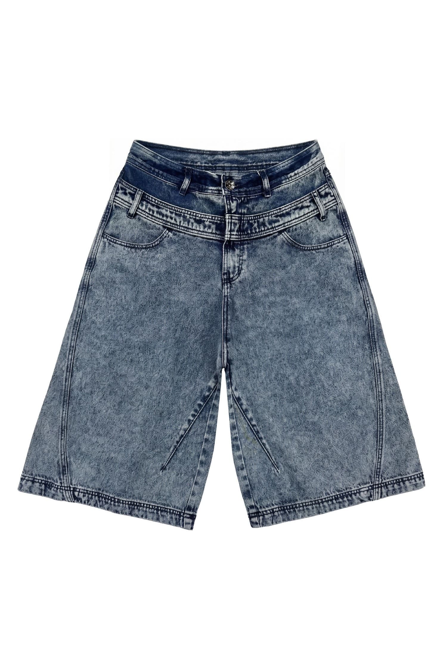 Curved Detail Bermuda Denim Pants — vue 7