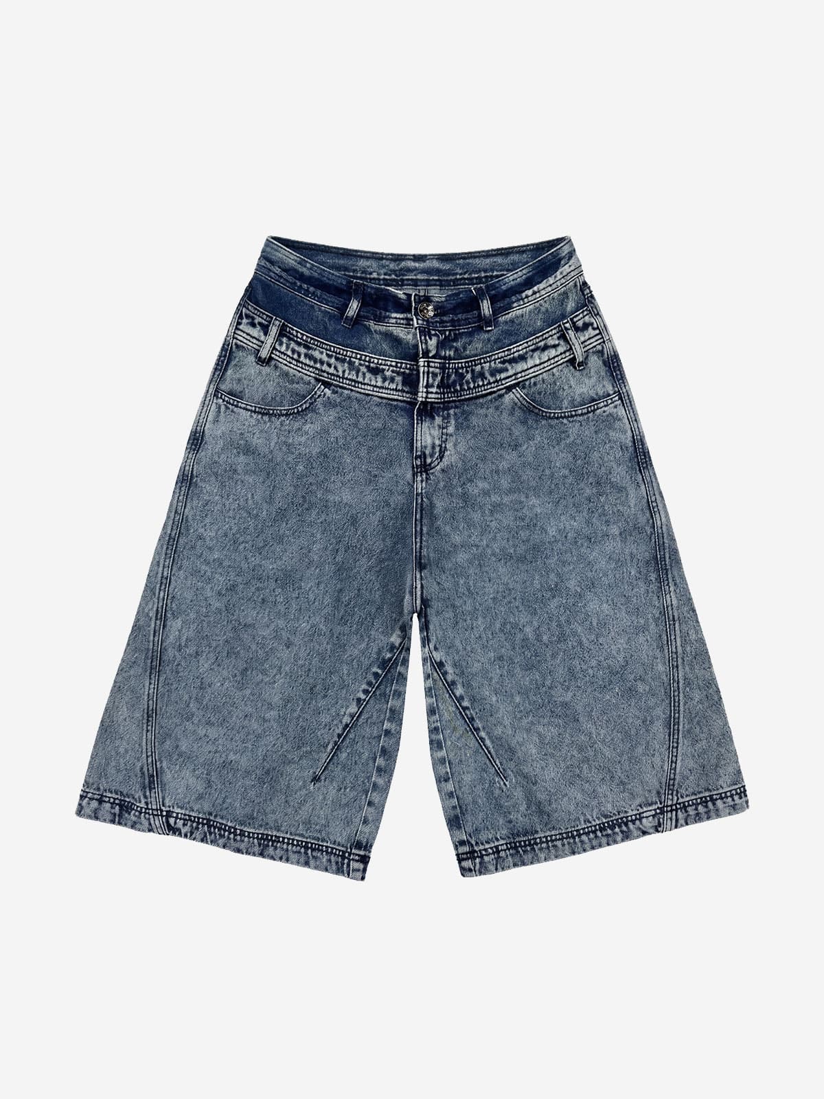 Curved Detail Bermuda Denim Pants — vue 1