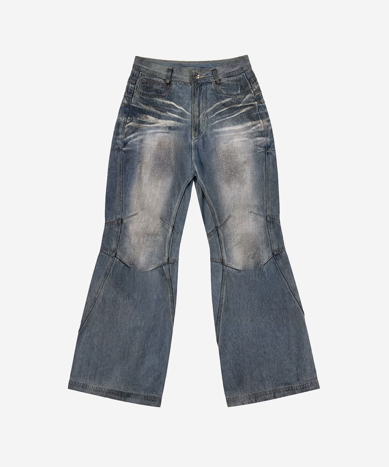 Double Yoke Oil Washed Bootcut Denim Pants