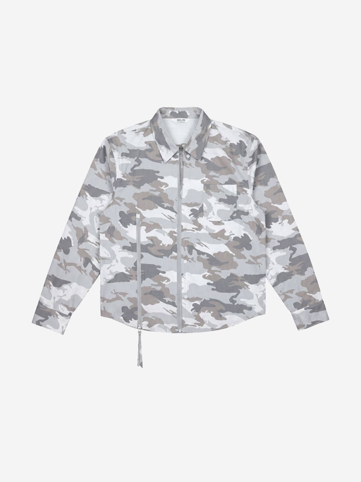 Camo Zip-Up Overshirt Ivory — vue 1