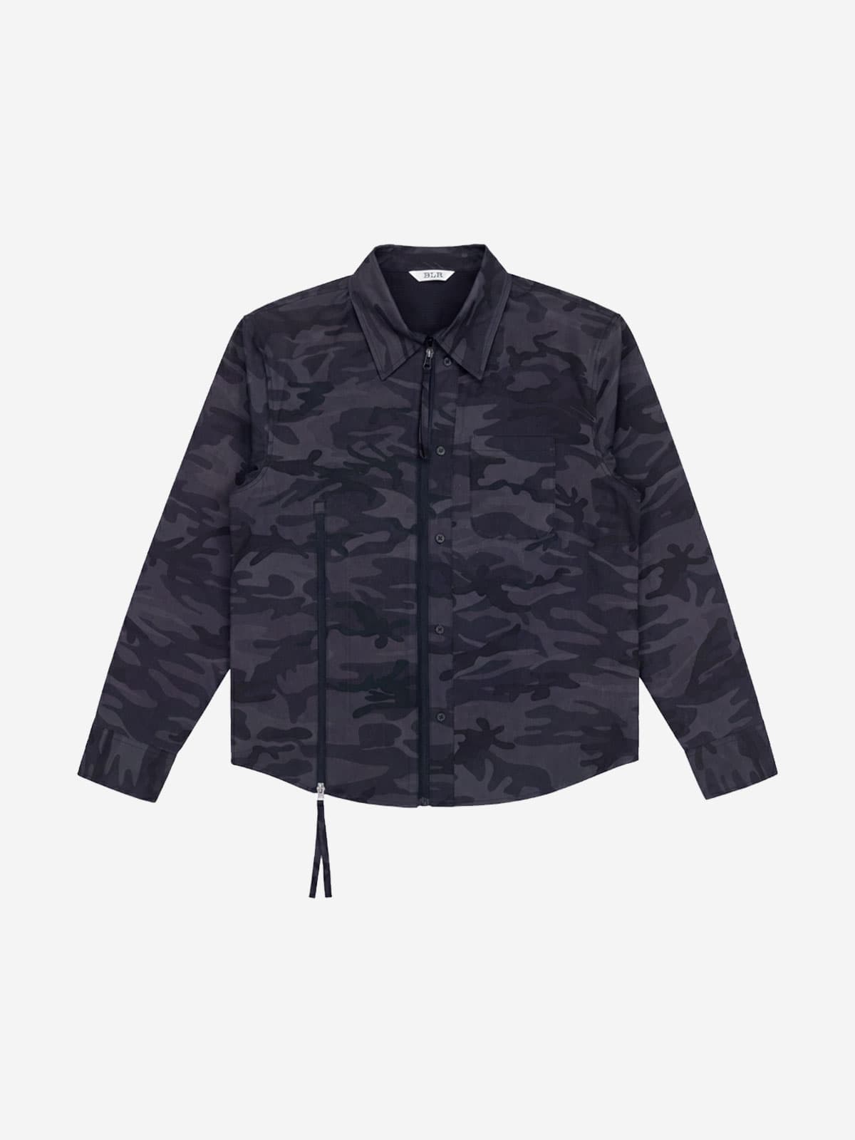 Camo Zip-Up Overshirt Charcoal