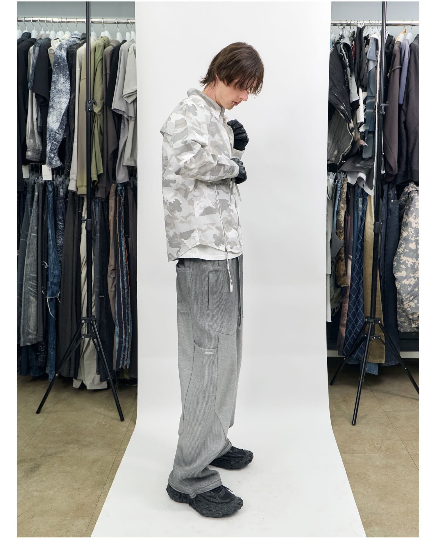 Waffle Mix Washed Sweat Pants Melange Grey — vue 5
