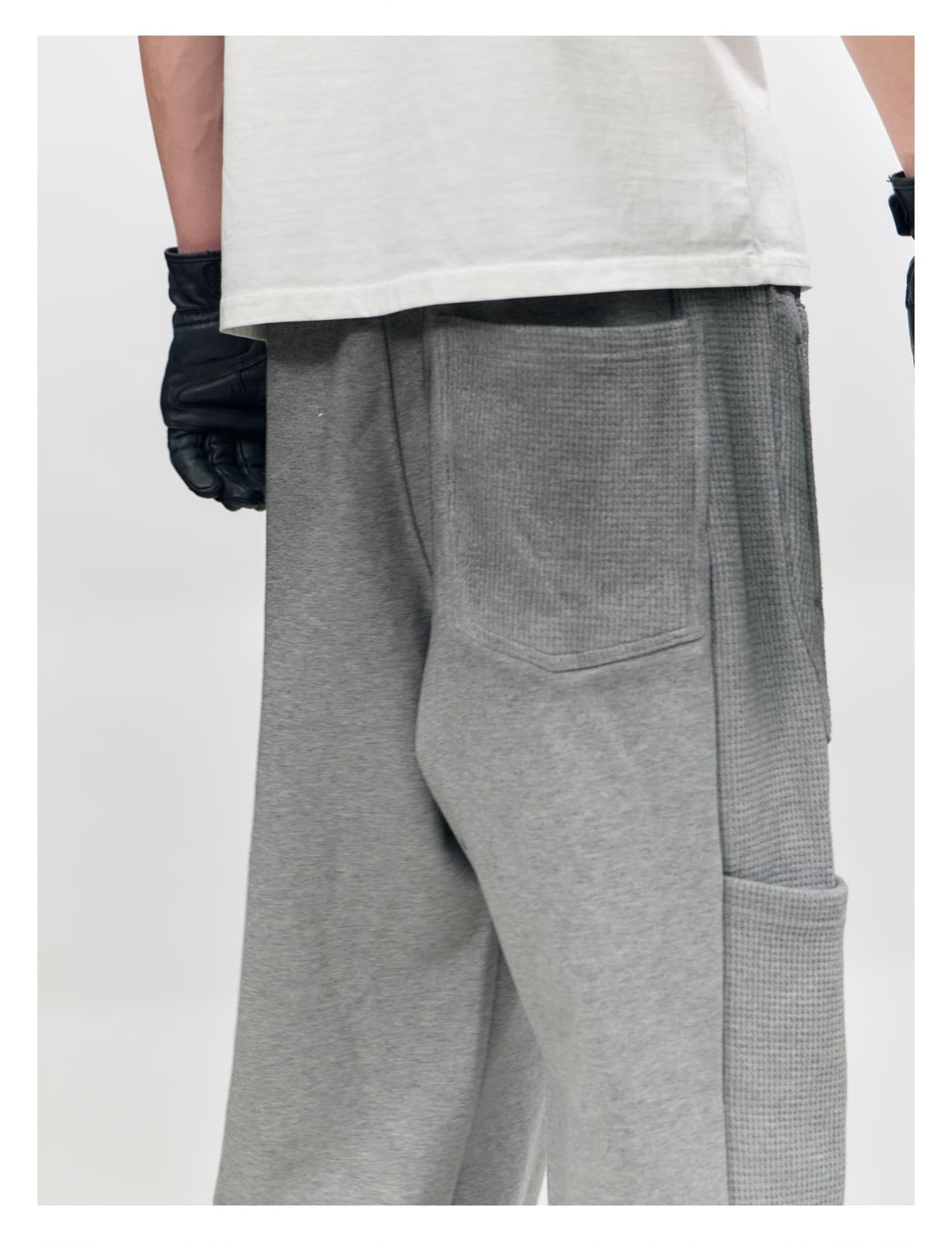 Waffle Mix Washed Sweat Pants Melange Grey — vue 7