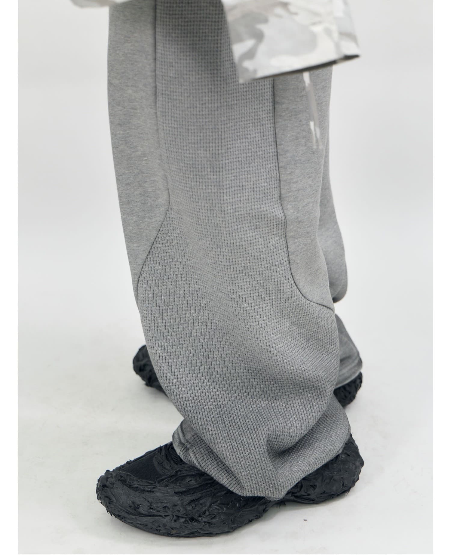 Waffle Mix Washed Sweat Pants Melange Grey — vue 8