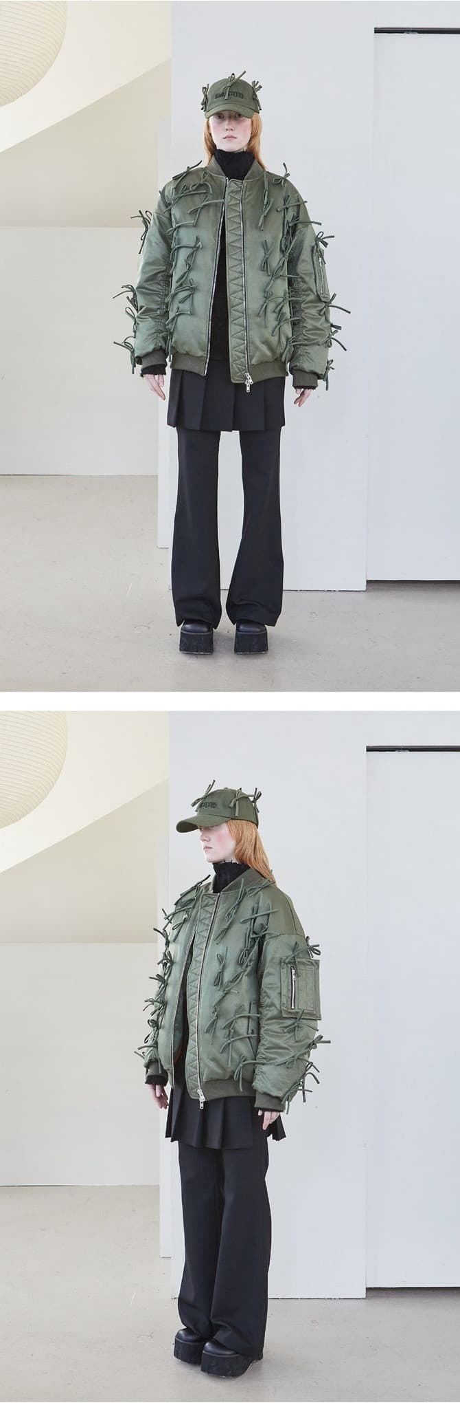Ribbon Bomber Jacket Khaki — vue 2