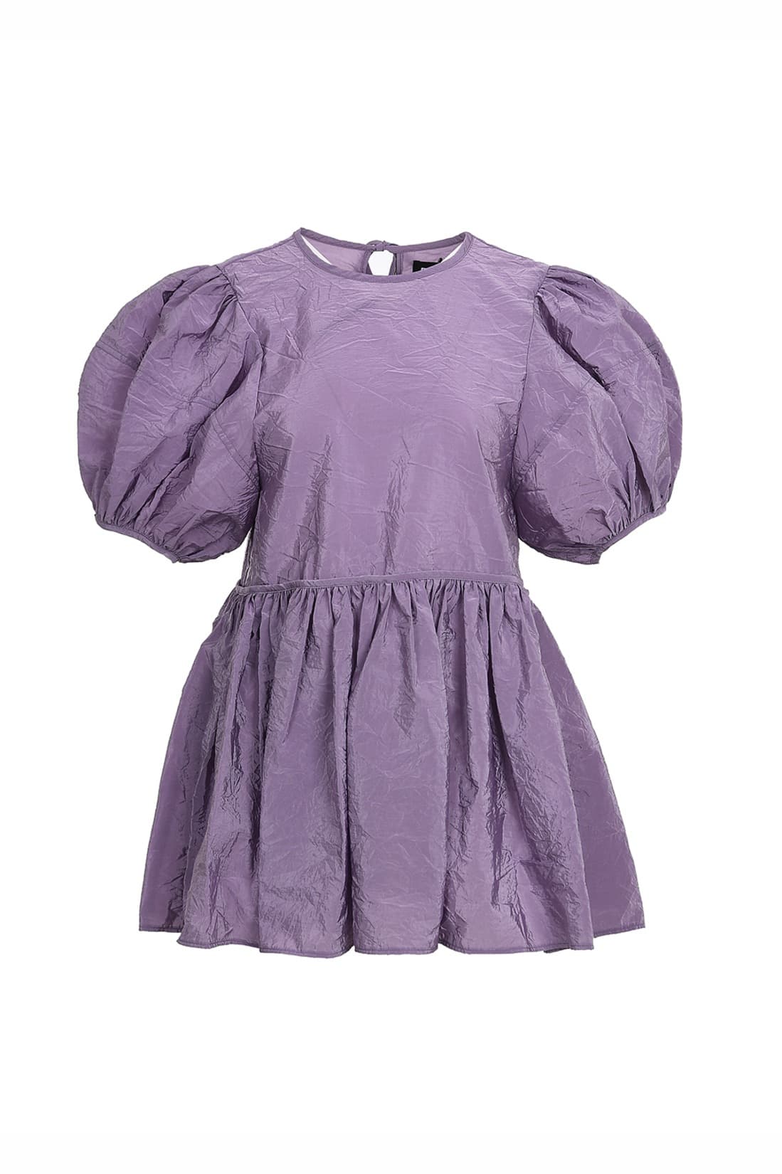 Puff Sleeve Shirring Blouse Purple