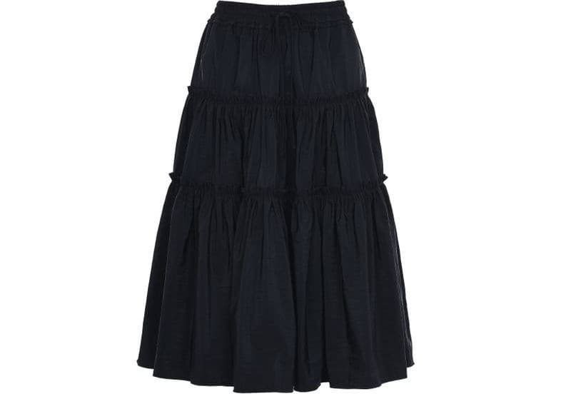 Shirring 3-Tier Layered Skirt Black — vue 2
