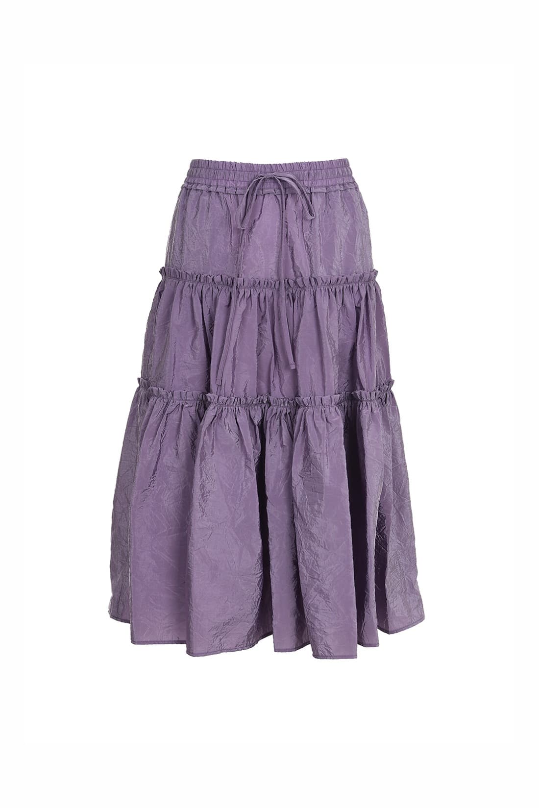 Shirring 3-Tier Layered Skirt Purple