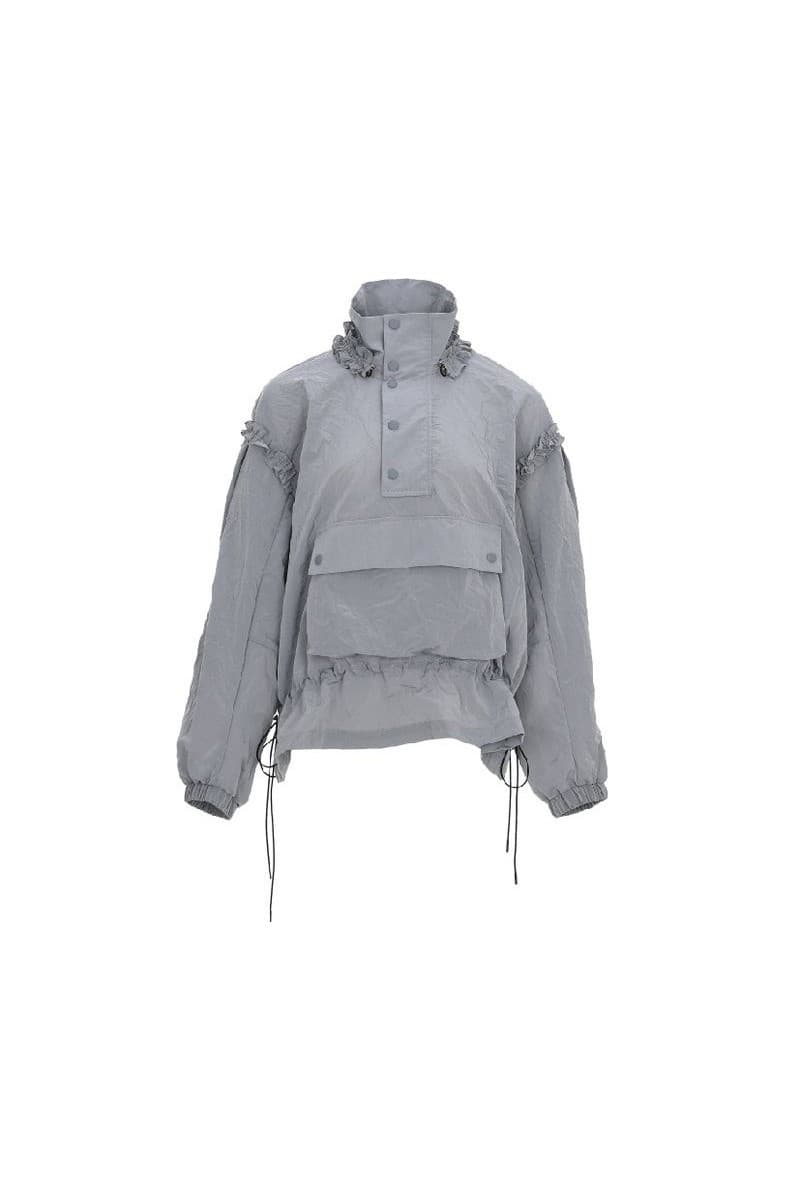 Frill Detail Anorak Jacket Grey — vue 5