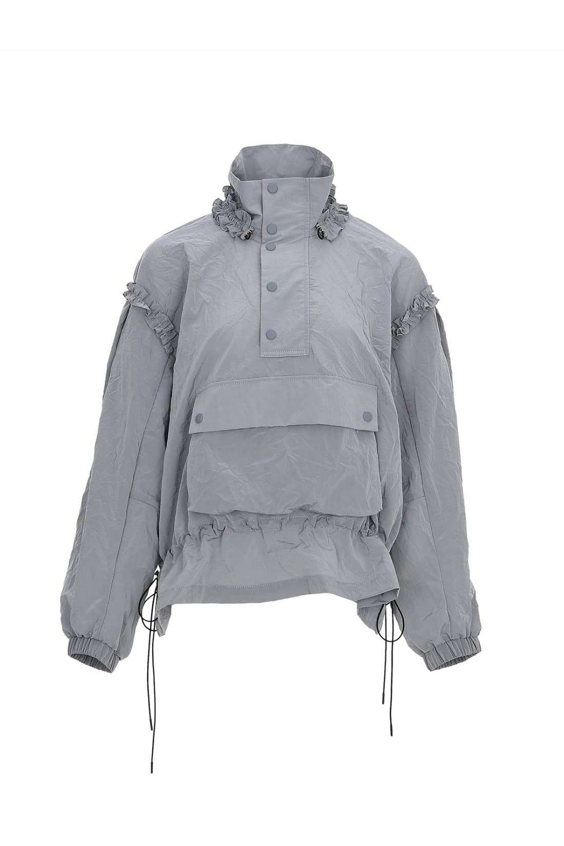 Frill Detail Anorak Jacket Grey