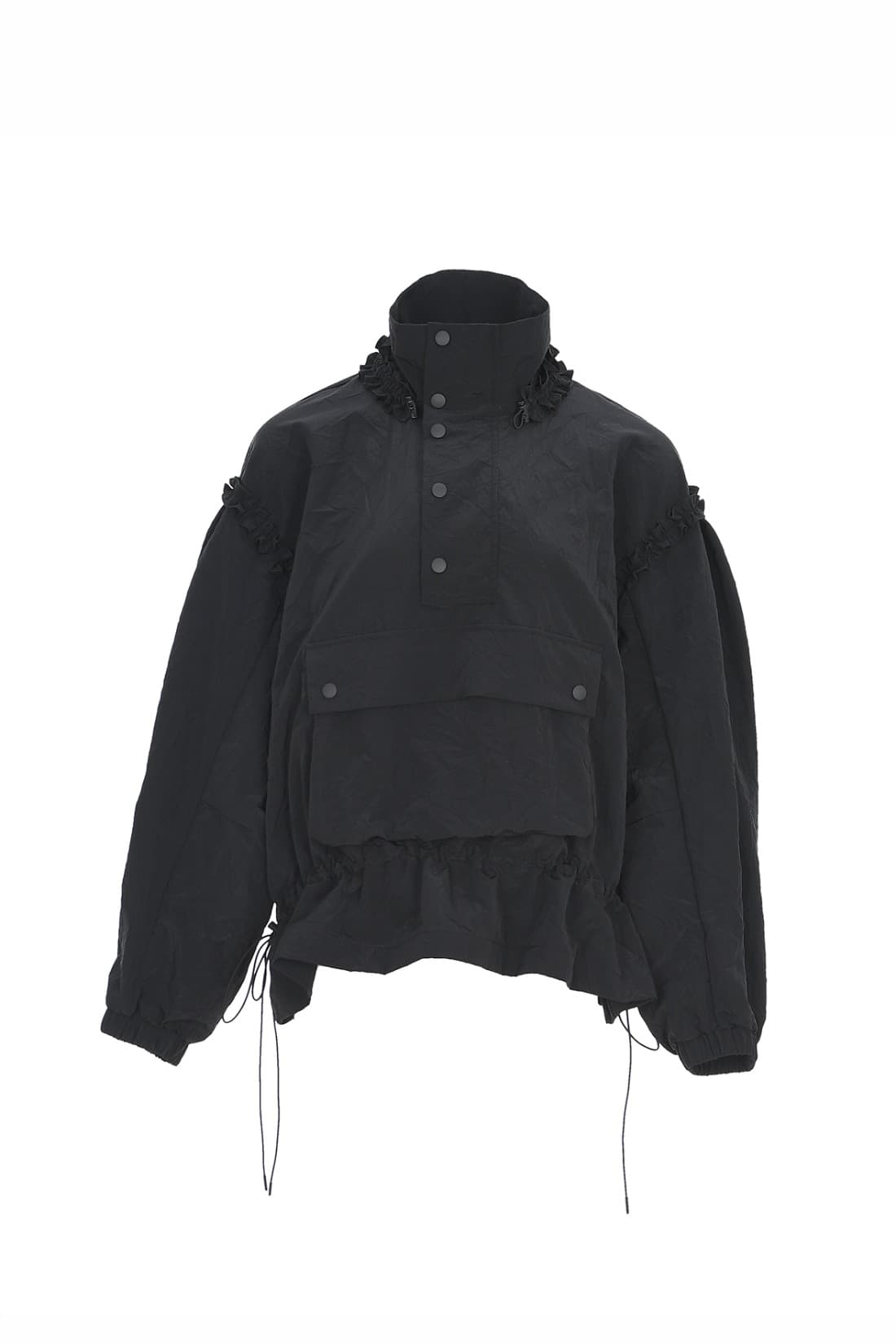 Frill Detail Anorak Jacket Black