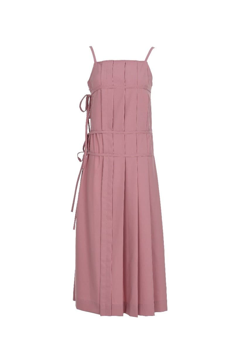 Pleats Wrap Detail Long Dress Pink — vue 2