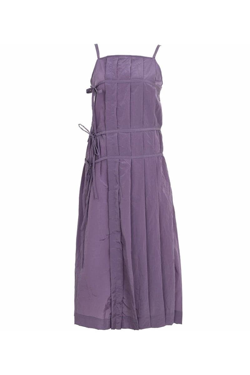Pleats Wrap Detail Long Dress Purple — vue 5