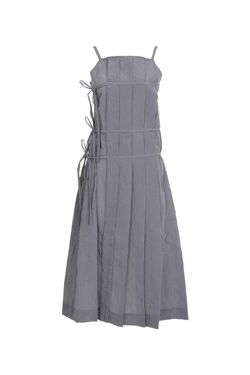 Pleats Wrap Detail Long Dress Grey — vue 5