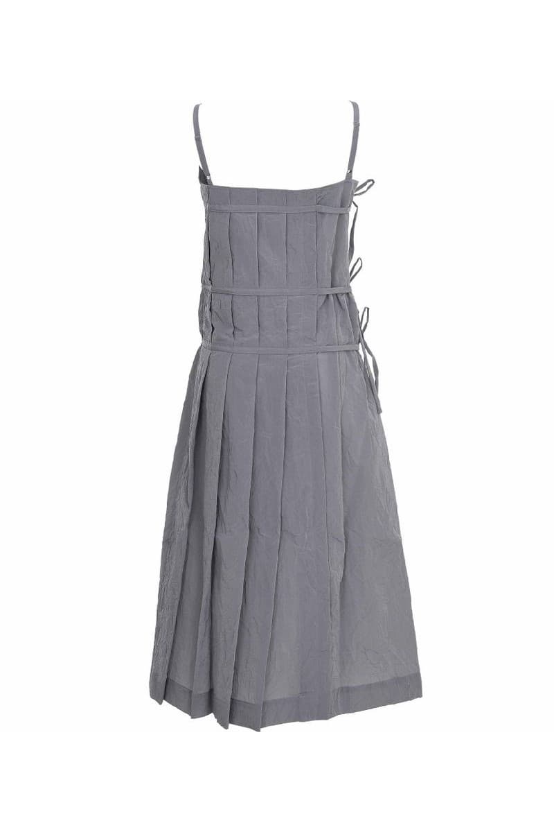 Pleats Wrap Detail Long Dress Grey — vue 6