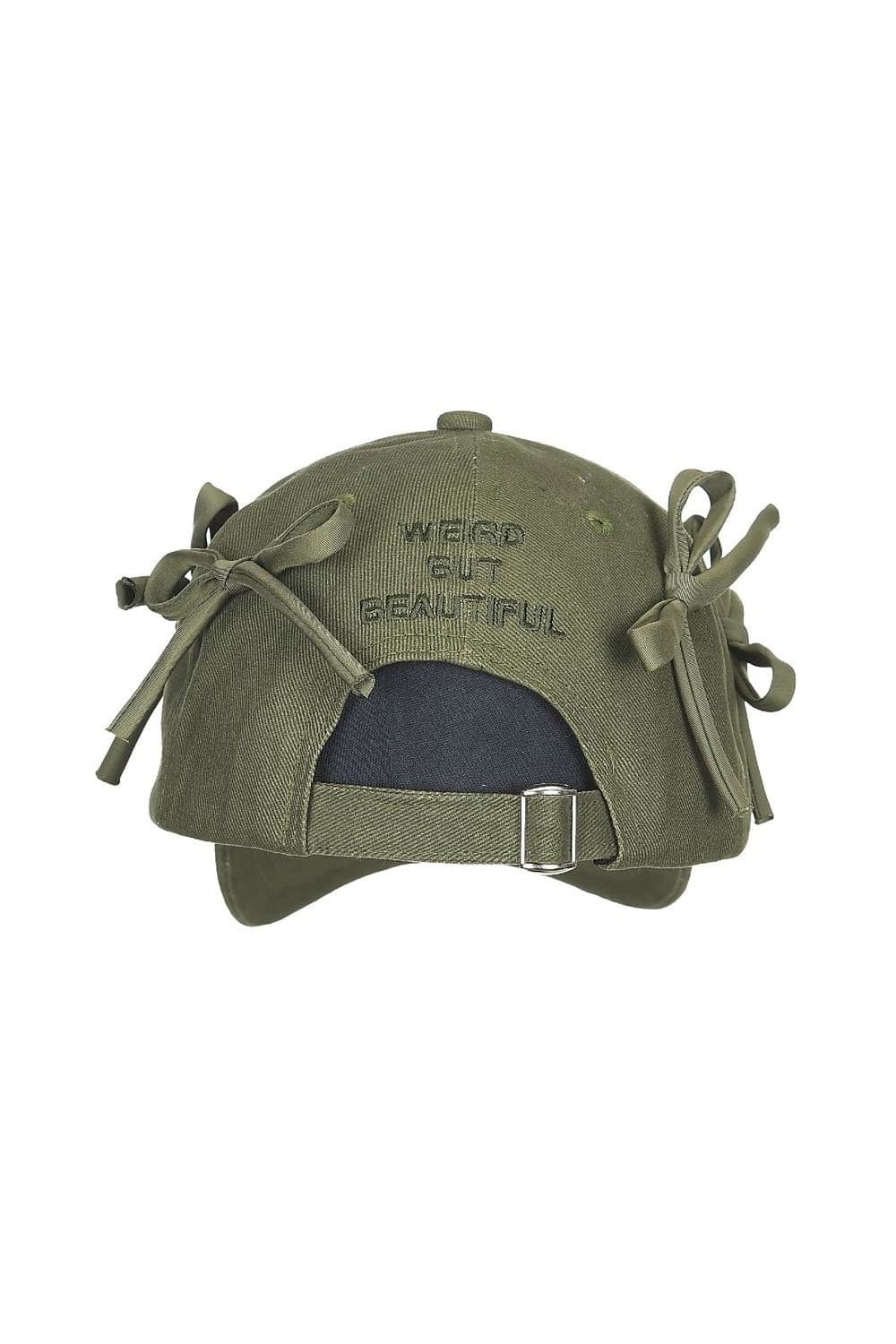 Ribbon Detail Logo Ball Cap Khaki — vue 4