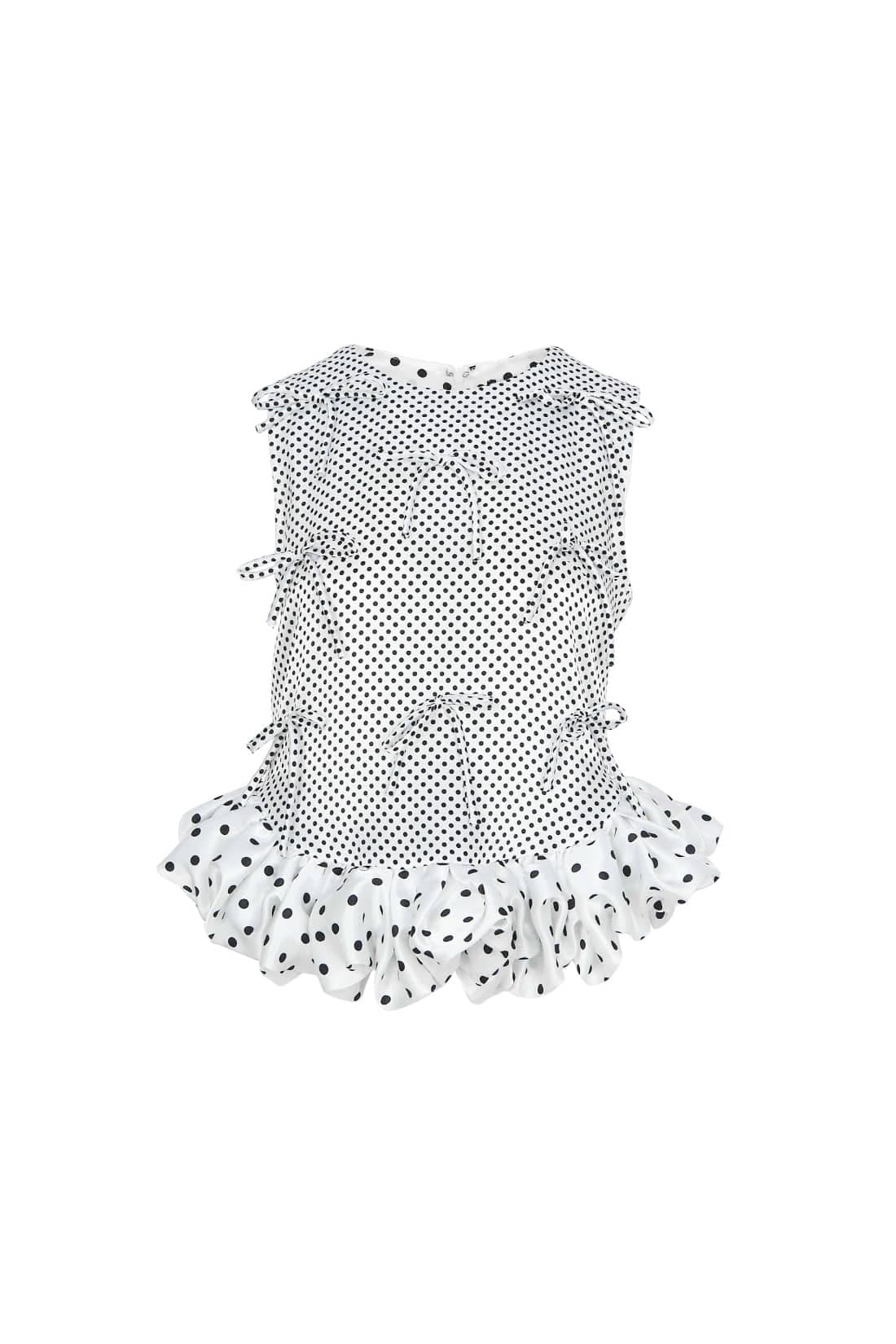 [RE-EDITION] Ribbon Detail Dot Volume Blouse