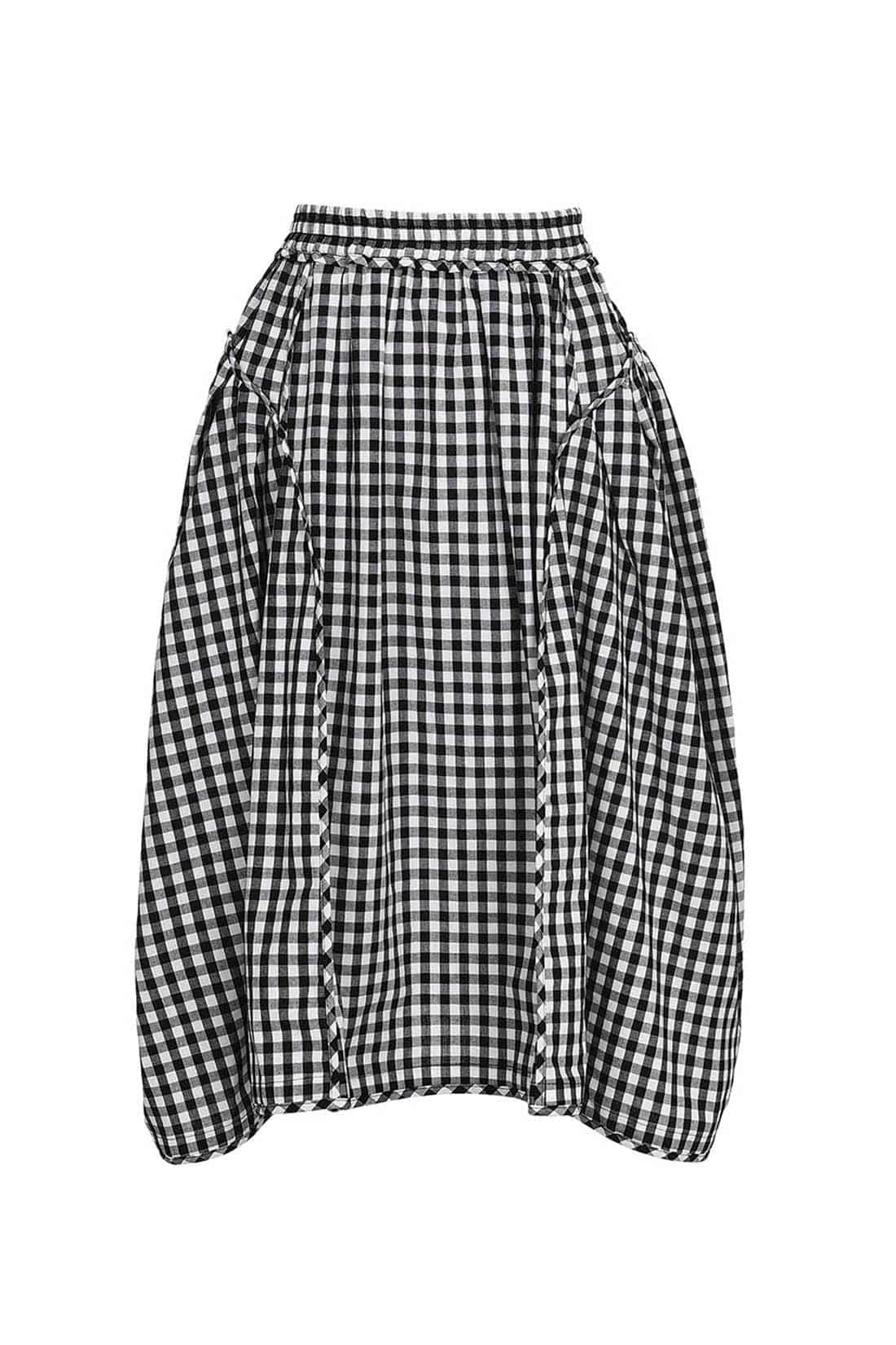 Gingham Check Line Detail Volume Skirt Black — vue 1
