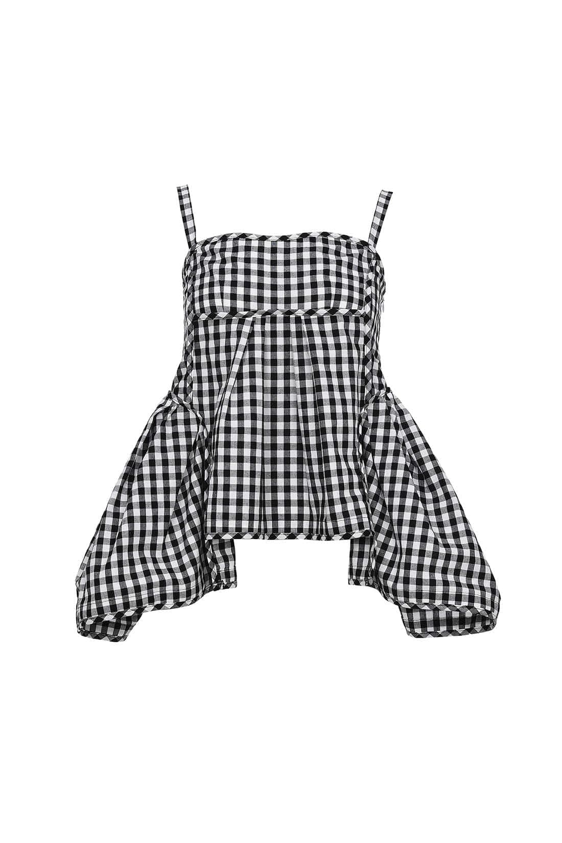 Gingham Check Cutting Line Top Black